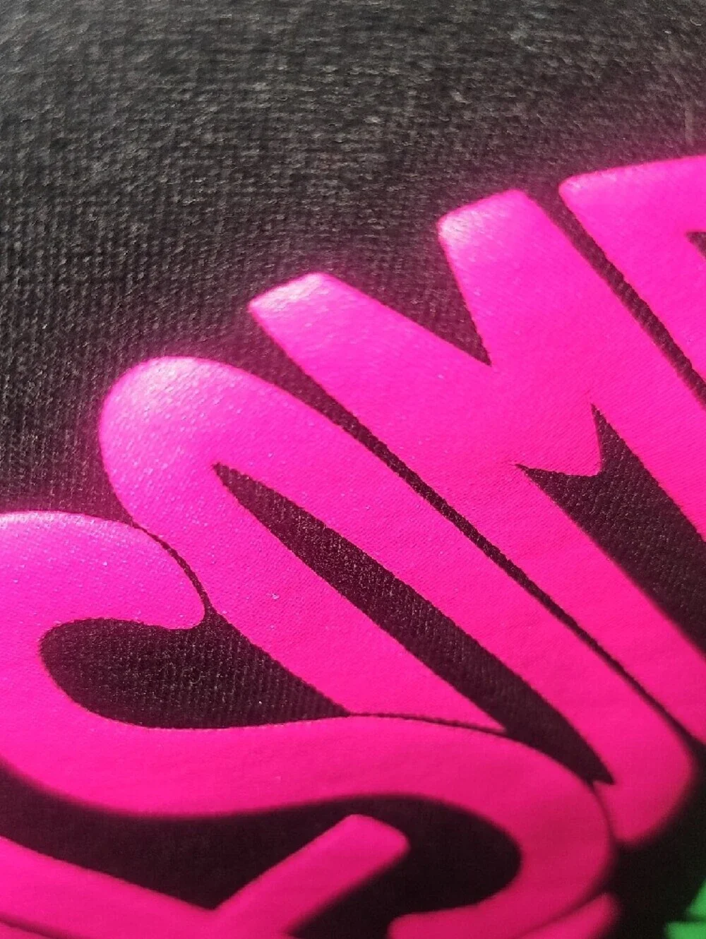 Justice Black Tee with Neon Pink Green Blue Yellow Puffy Peace Graphic Size 10